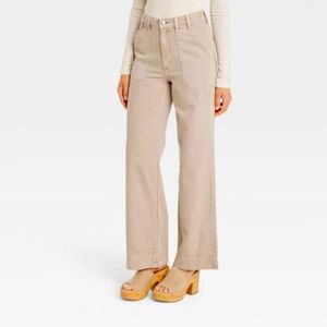 Universal Thread Khaki High Rise Wide Leg Jeans Size 4 Short